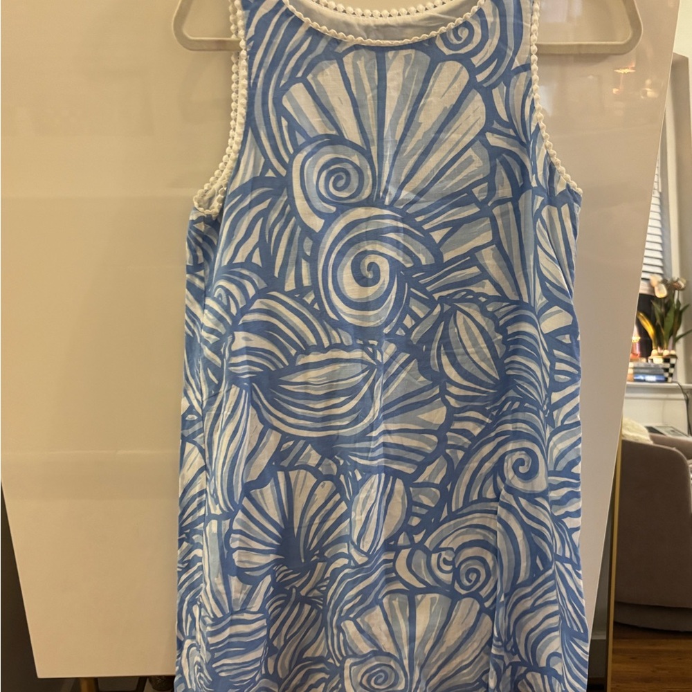 Vineyard Vines Blue and White Dress with Pebbled Neckline